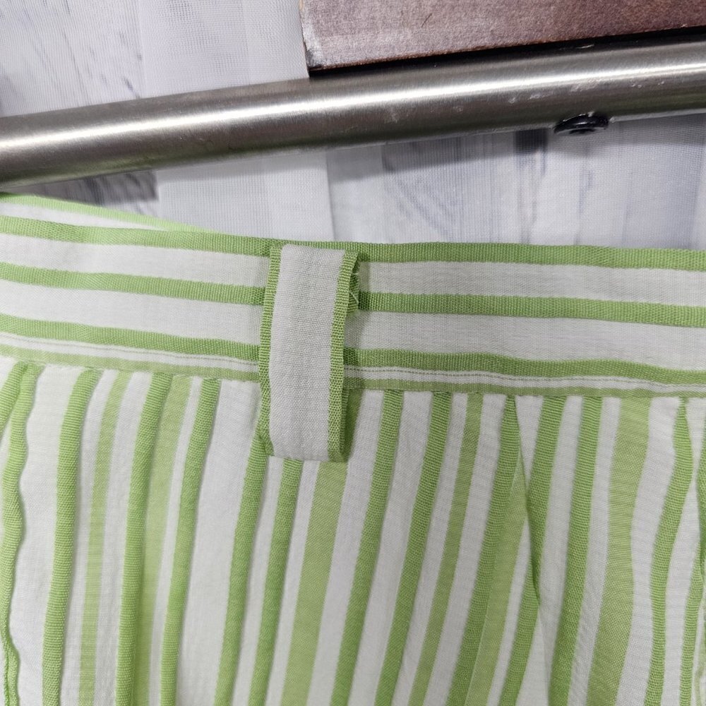 Donna Rae Pants Green Stripes Crop Cuff Casual Summer Straight 12 - Picture 8 of 14